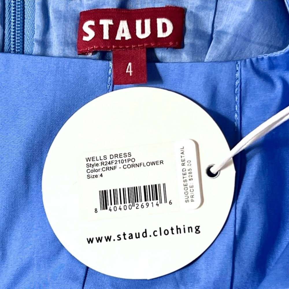 NWT Staud Wells Midi Dress Cornflower 🌟 Very Rare 🌟 - Picture 14 of 14